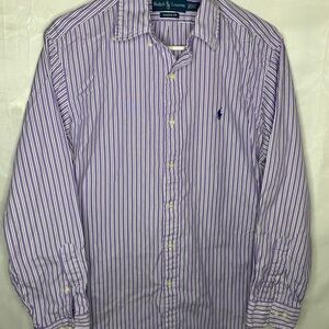 Polo Ralph Lauren Men's L Purple White Striped Button Down Classic Fit